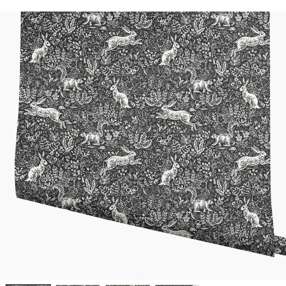 Rifle Paper Co. Fable print in Black and White Wallpaper